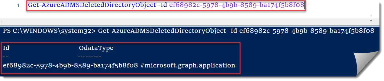 Get-AzureADMSDeletedDirectoryObject