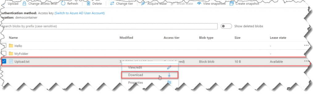 How to download file from Azure Blob Storage