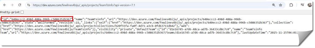 azure devops get project id