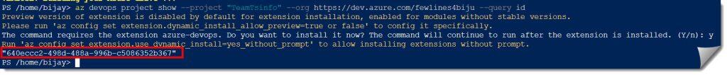 how to get azure devops project id