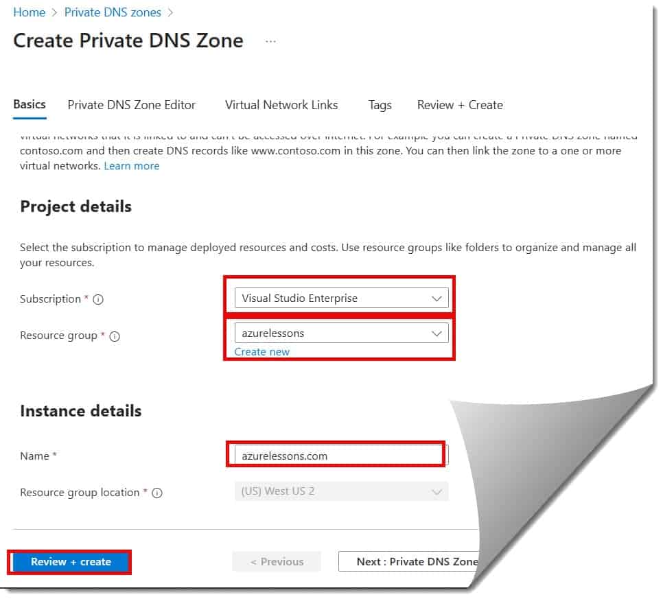 private dns zone in azure
