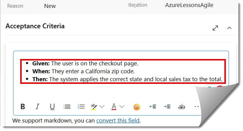 create a user story in azure devops