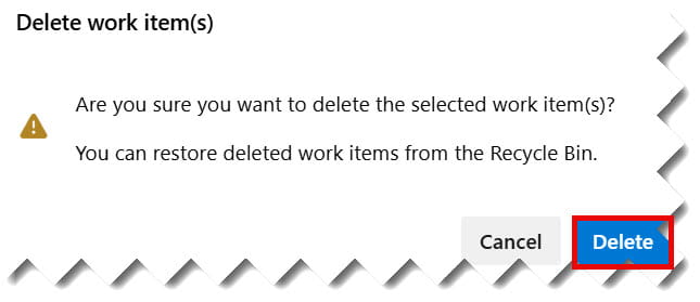 delete a user story in azure devops