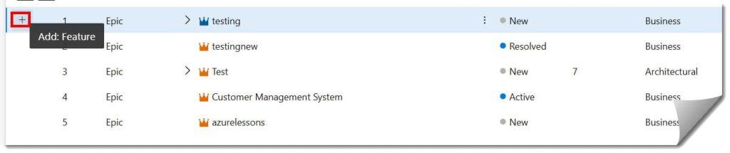 how to create feature under epic in azure devops