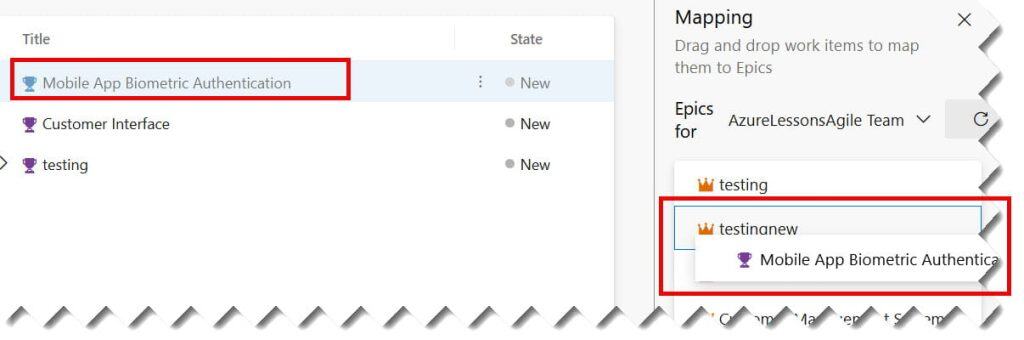 link feature to epic in azure devops