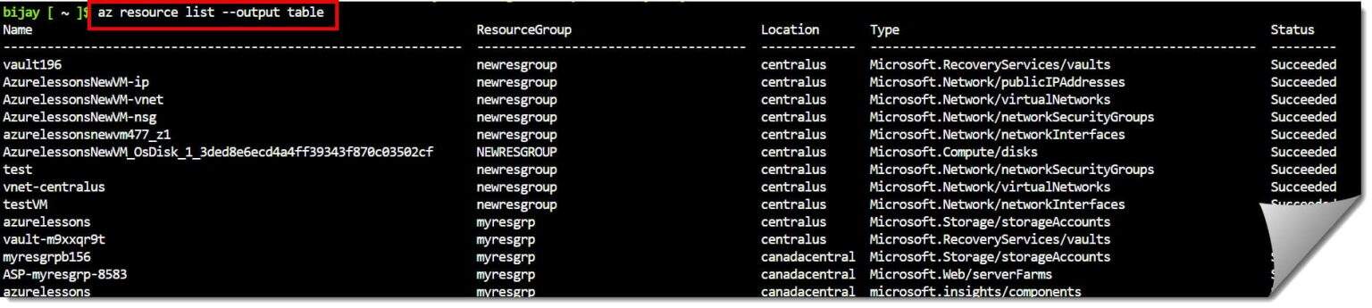 Azure CLI List All Resources - Azure Lessons