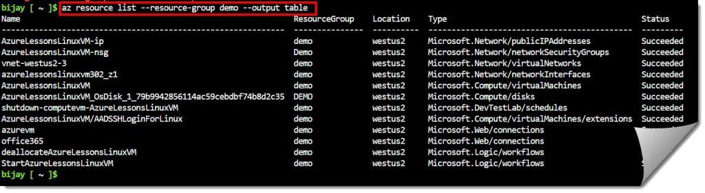 delete resource group in azure cli