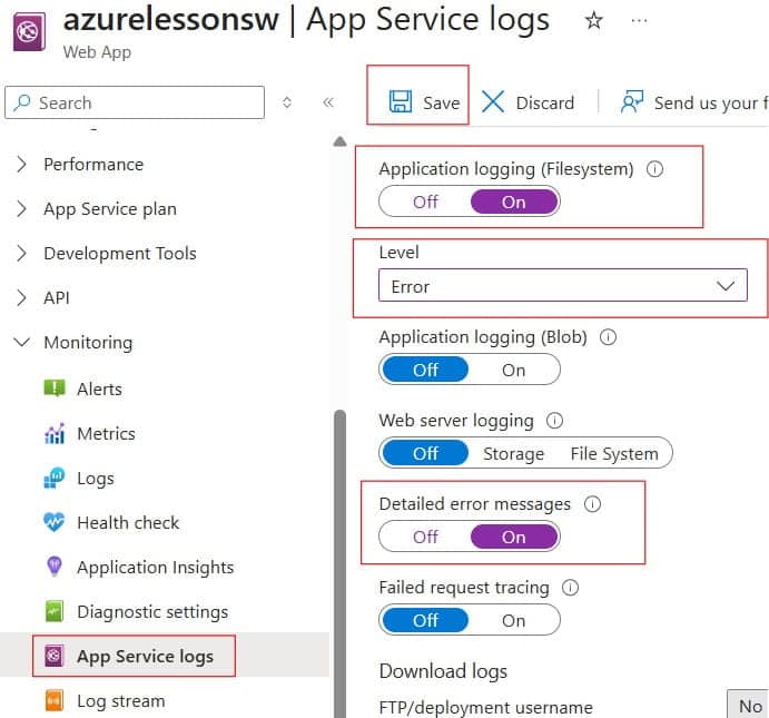 azure app service throwing 500 internal server error