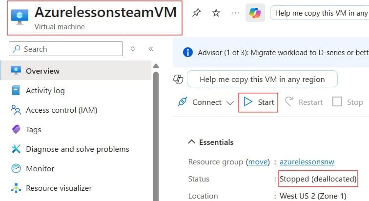 azure vm cannot start