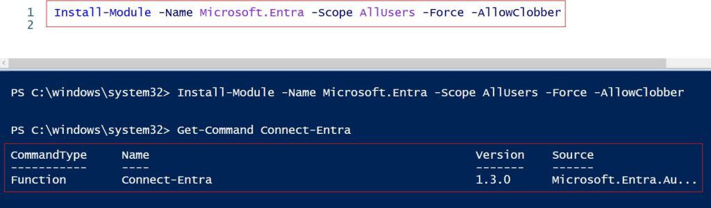 connect entra is not recognized as the name of a cmdlet